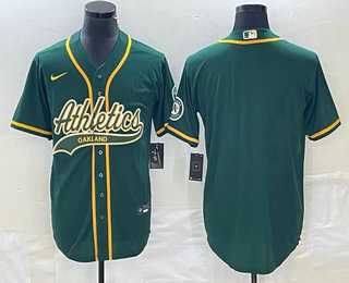 Men%27s Oakland Athletics Blank Green Cool Base Stitched Baseball Jersey